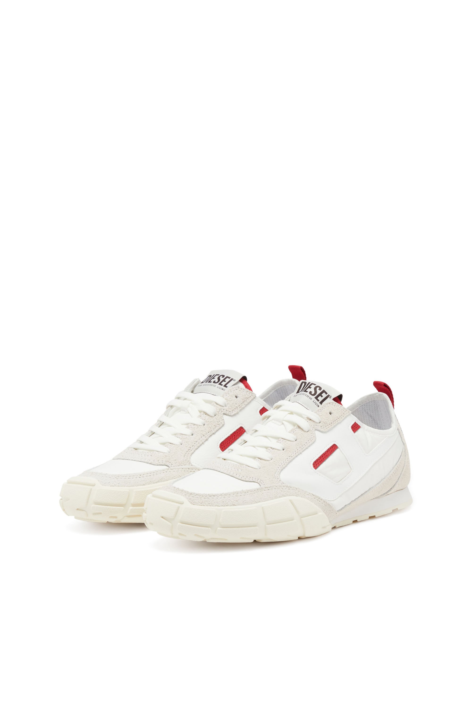 Diesel - S-PAGODHA LOW, Herren S-Pagodha-Sneakers aus Leder, Wildleder und Ripstop in Weiss/Rot - 9