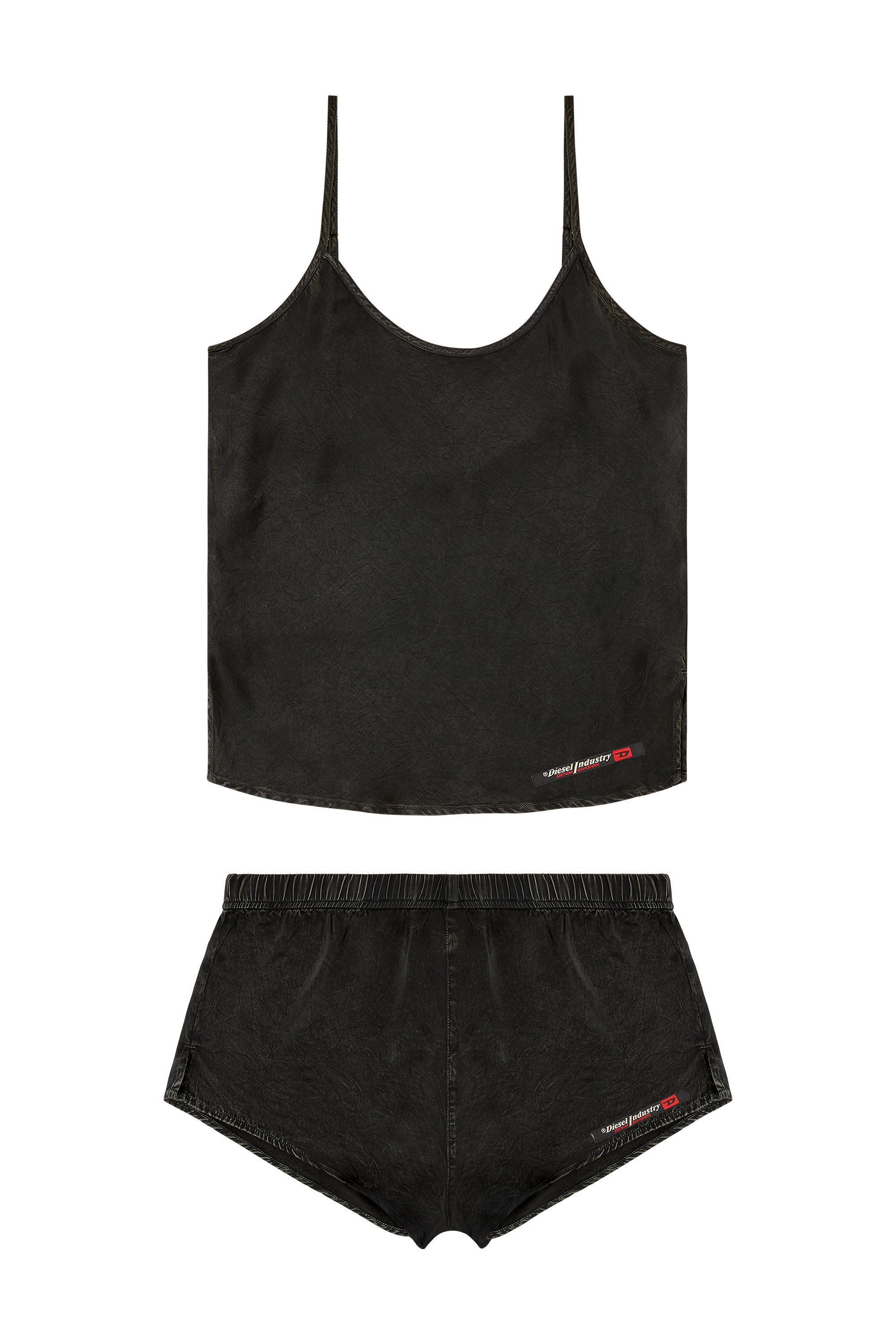 Diesel - SET-IVONE-DNM, Damen Fließende Pyjamas mit Denim-Effekt in Schwarz - 4