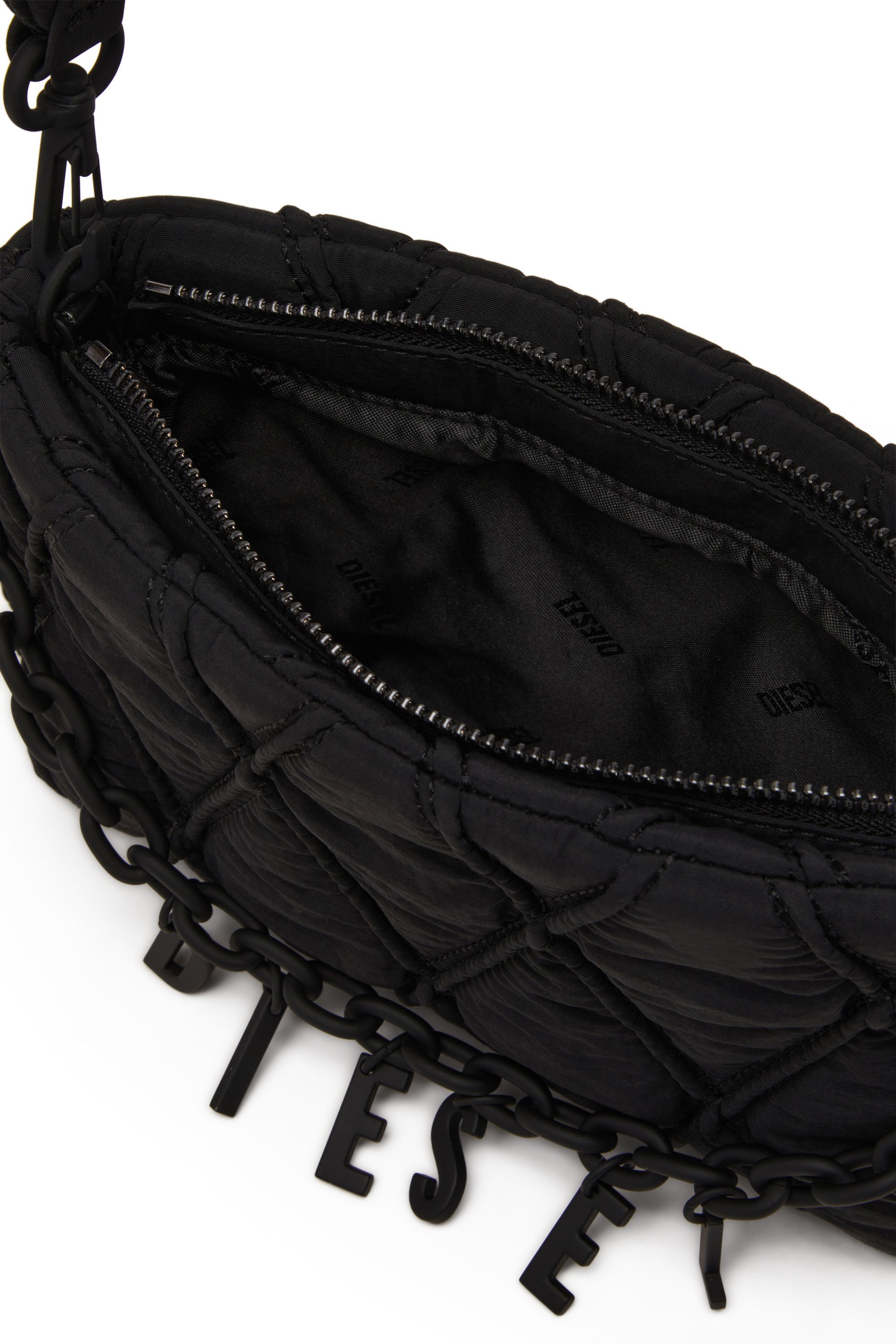Diesel - CHARM-D POUCH, Woman's Pouch in quilted nylon in Black - 4