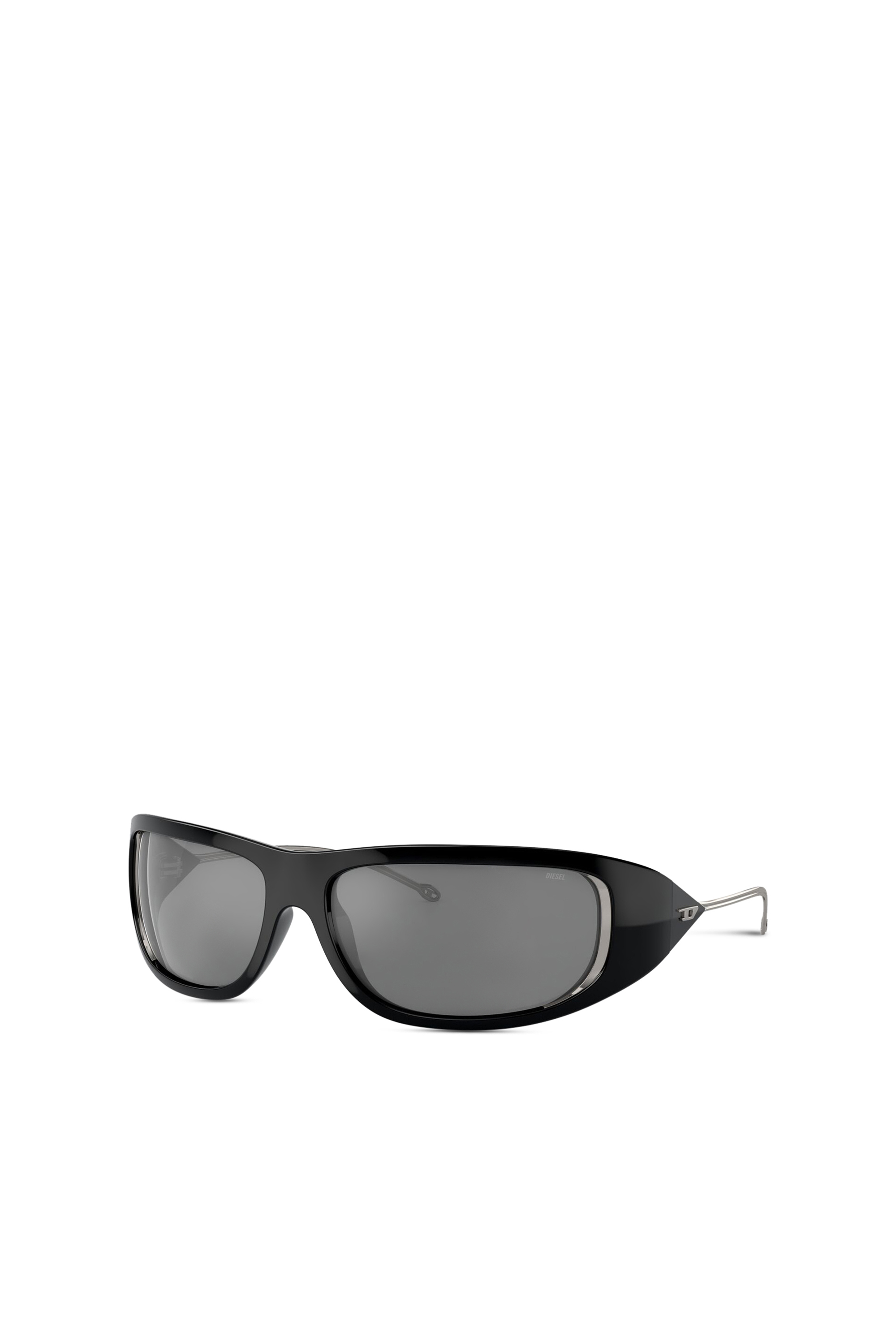 Diesel - 0DL3001 SIZE 61, Unisex Wraparound-Stil Brille in Schwarz/Flash mirror - 1