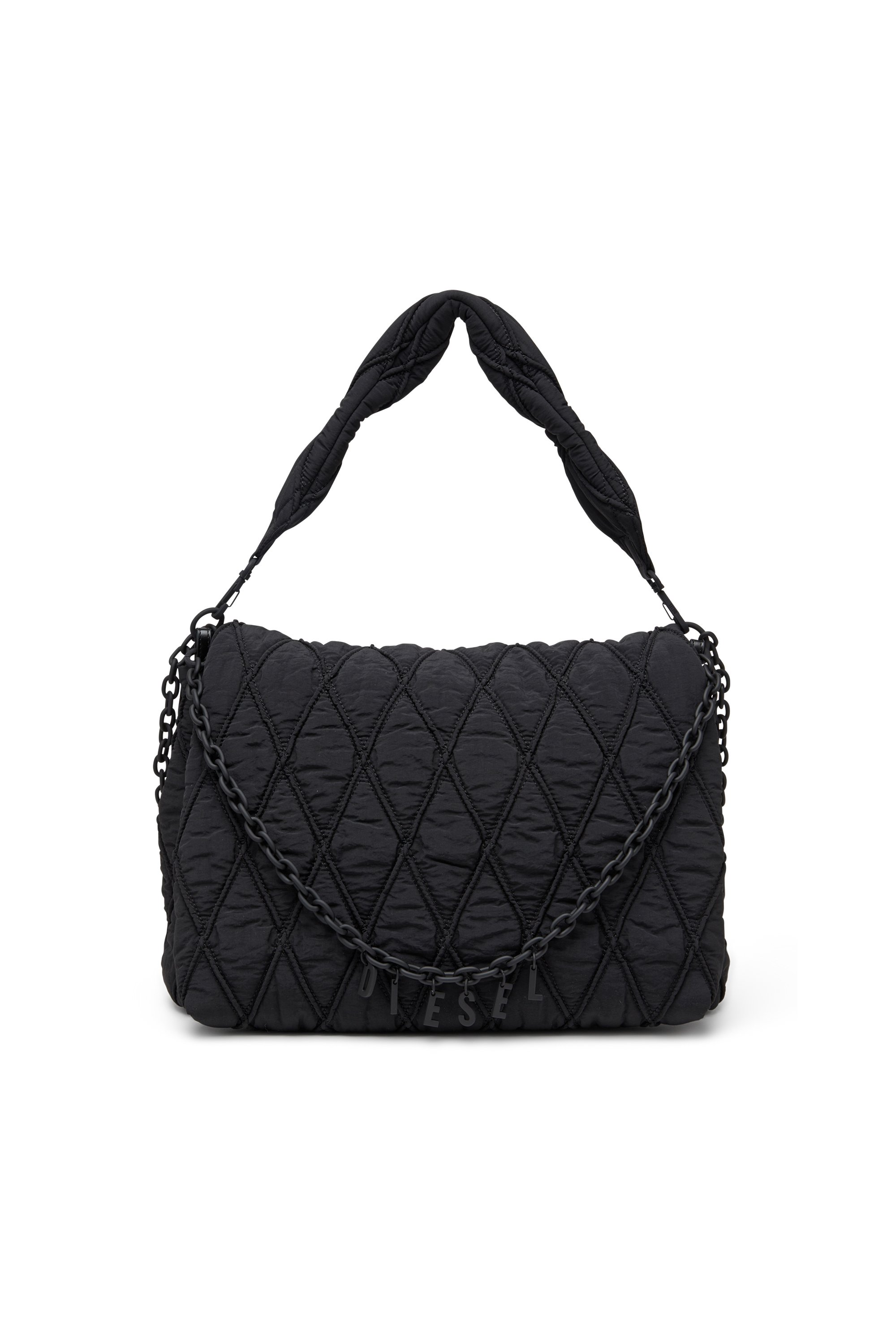 Diesel - CHARM-D SHOULDER L, Damen Charm-D L-Schultertasche aus gestepptem gewaschenem Nylon in Schwarz - 1