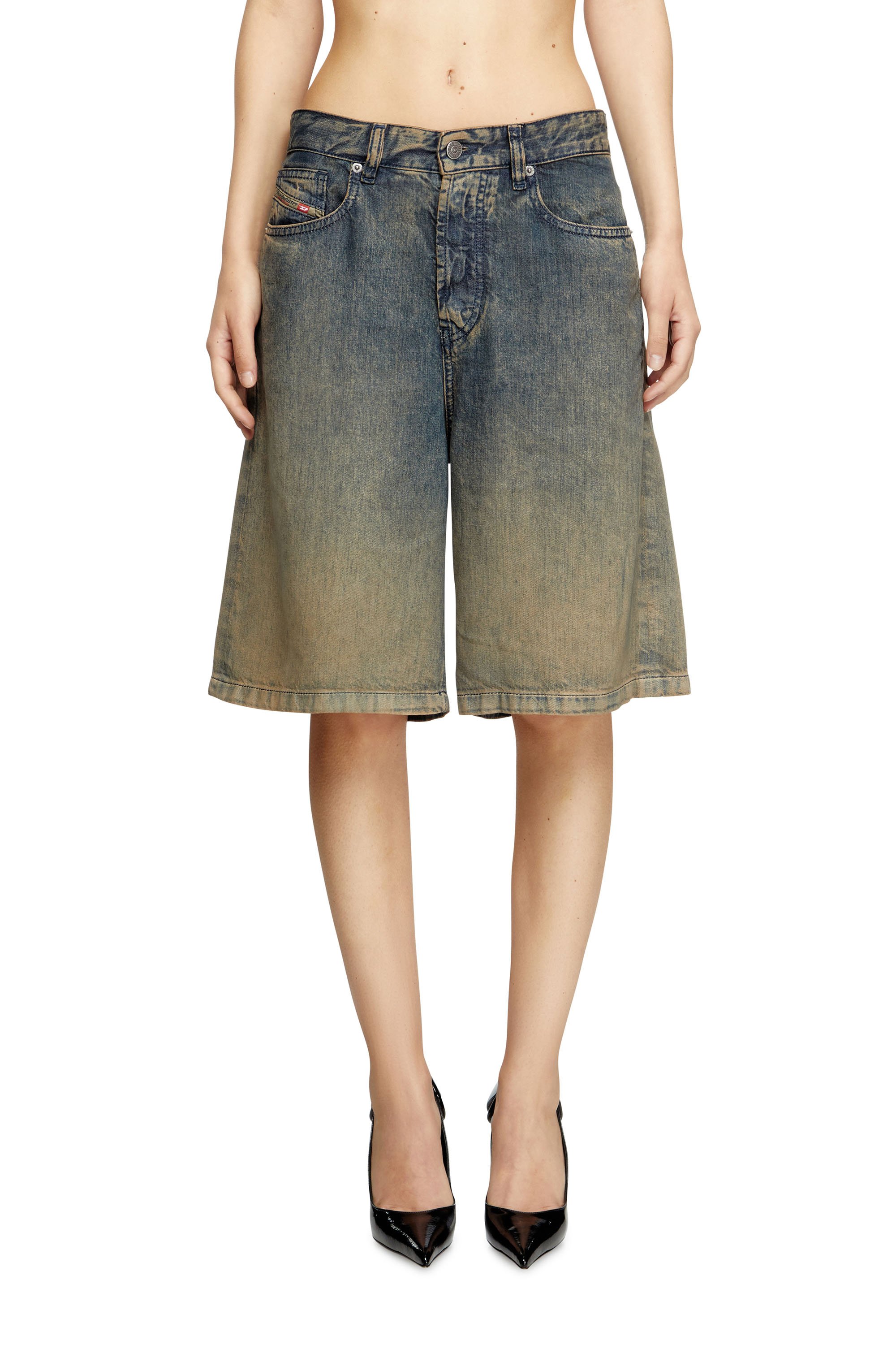 Diesel - DE-SIRE-SHORT-S, Damen Shorts aus nuanciert fließendem Denim in Dunkelblau - 1
