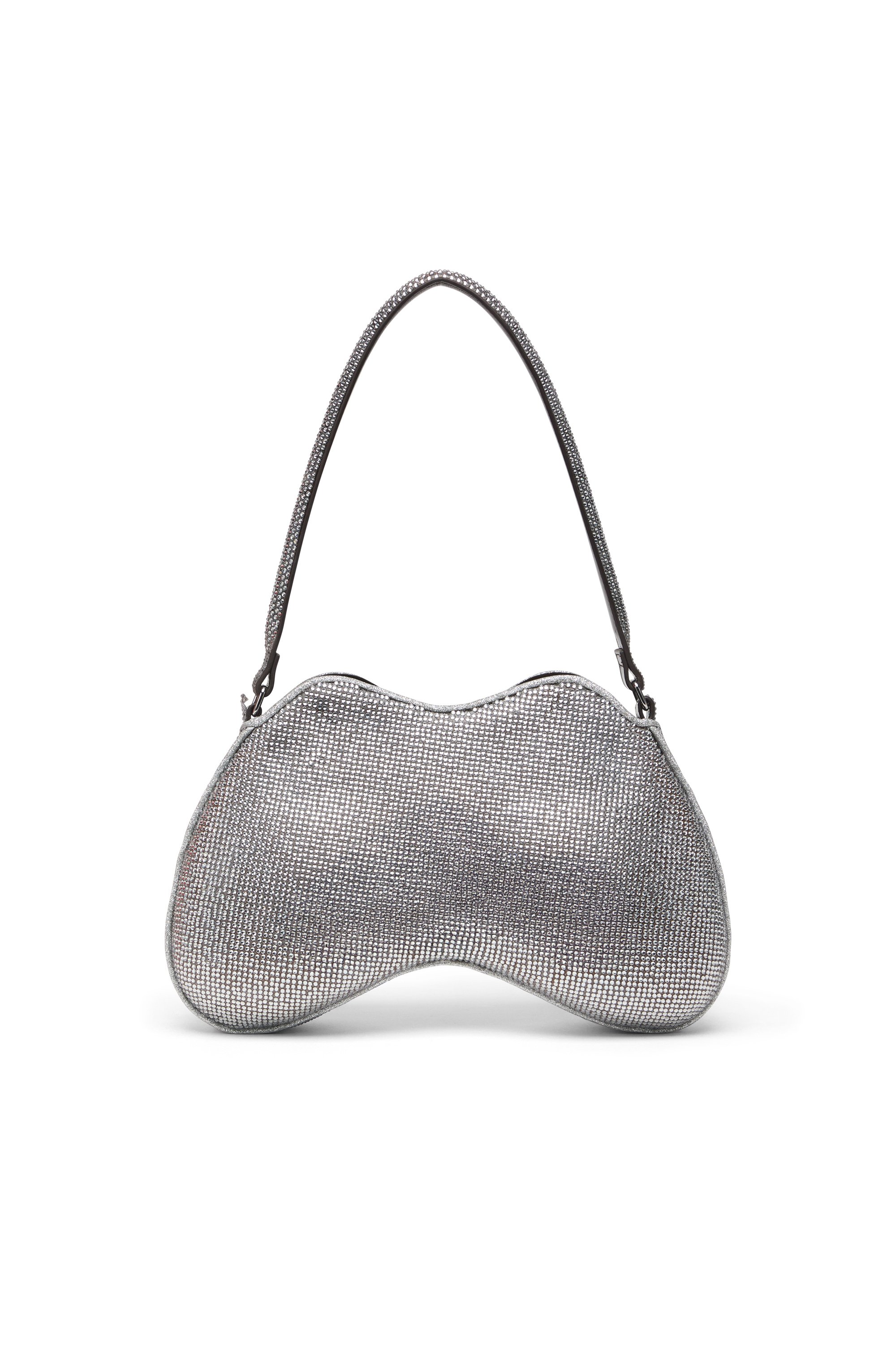 Diesel - DOUBLE-D SHOULDER, Woman's Double-D-Shoulder bag with all-over crystals in Silver - 3
