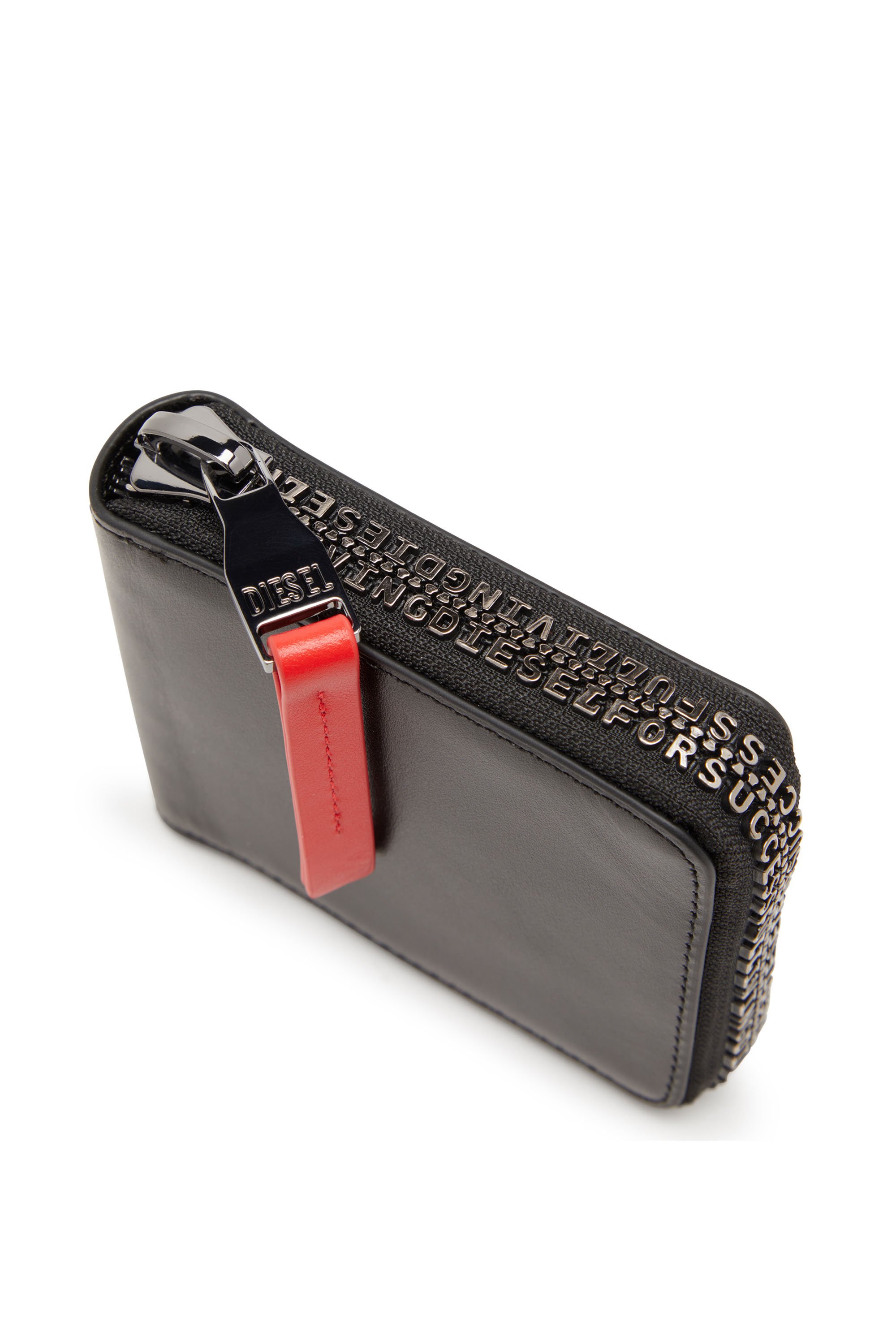 Diesel - ZIP-D BI-FOLD COIN ZIP XS, Herren Portemonnaie aus Leder mit Logo-Reißverschluss in Schwarz - 4