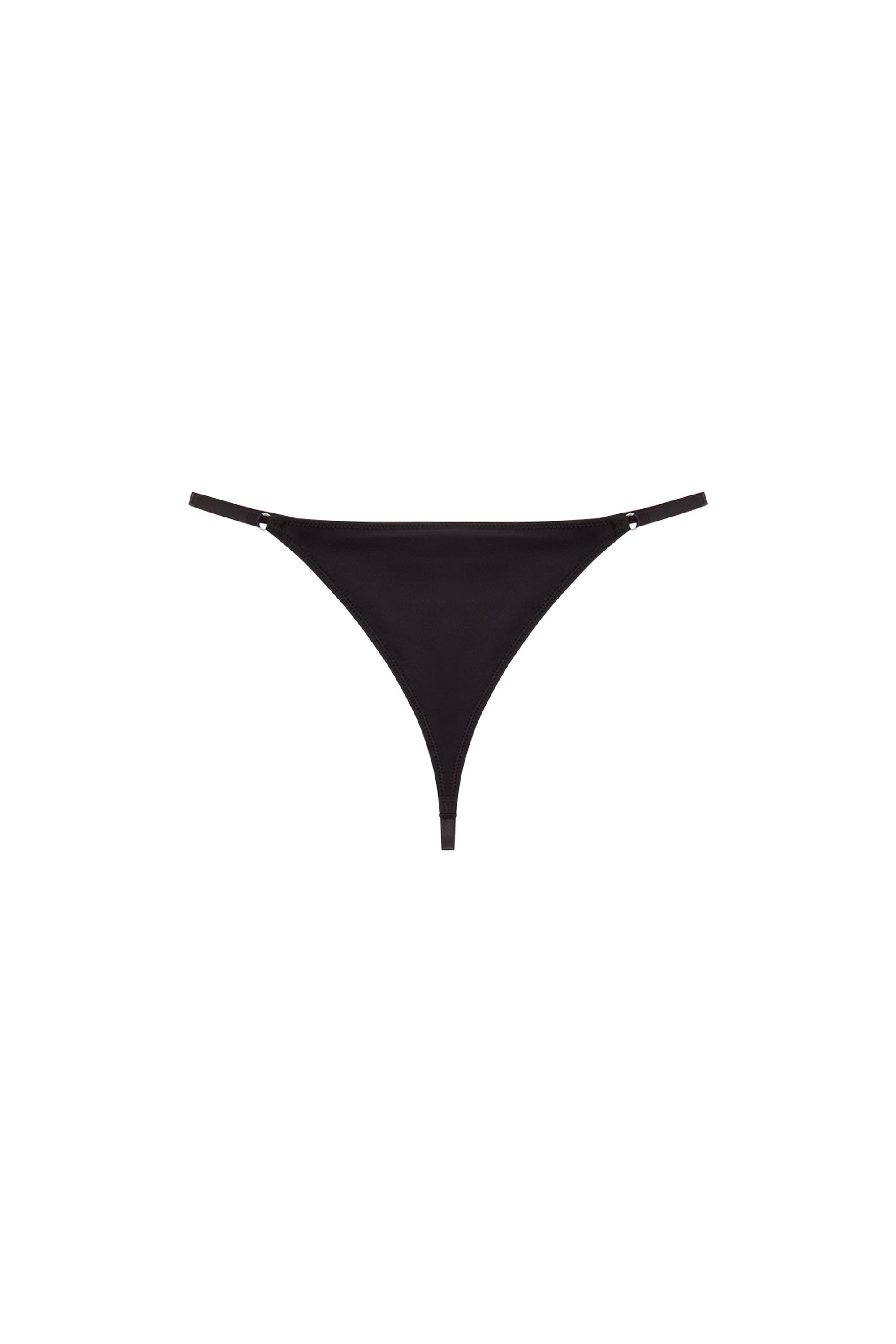 Diesel - UFST-OVAL-D-STRING, Woman's Microfibre thong with Oval D plaque in Black - 4
